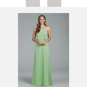 Hayley Paige Occasions size 10 Sage Green High Neck Flowy Fairy Bridesmaid Dress